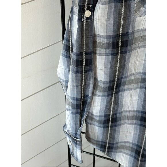 Vintage Coastal Mens Large Plaid Long Slv Pearl Snap Button-Up Western Shirt - Picture 4 of 10